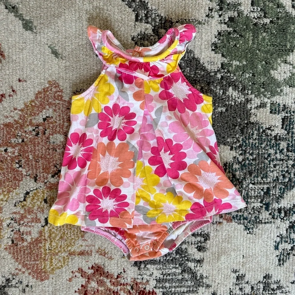 Carter’s Retro Mod Floral Romper Dress 24 Months Baby Toddler Girl